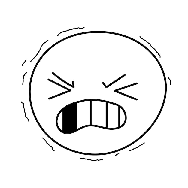 Doodle Grossier Jurent Visage Dessiné à La Main Angry Smiley Emoji Illustration Vectorielle Isolée