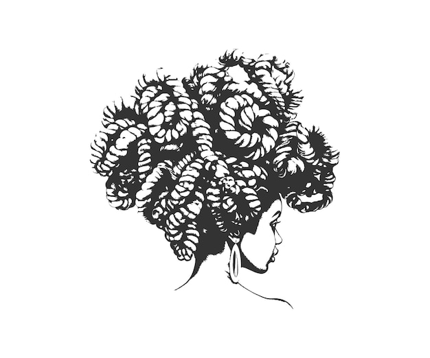 Doodle Knotless Braids et Jumbo Braids Hairs Afro Vector conception d'illustration