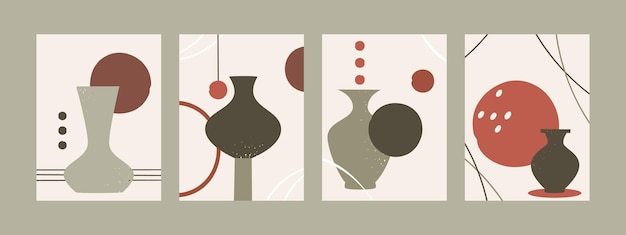 Doodle Main Dessiner Des Affiches De Vases En Porcelaine En Céramique