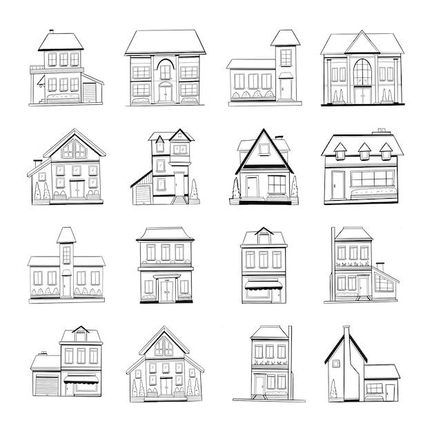 Doodle maison vecteur dessiné à la main