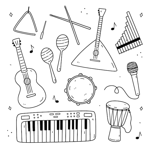 Doodle Mignon Ensemble D'instruments De Musique Triangle Pilons