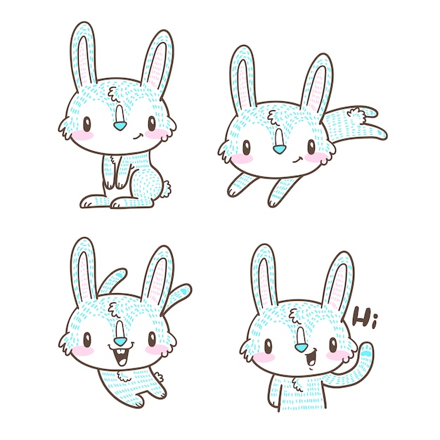 Doodle Mignon Petit Lapin Et Dessin Animé Lapin