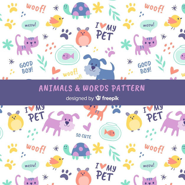 Doodle Motif Animaux Et Mots