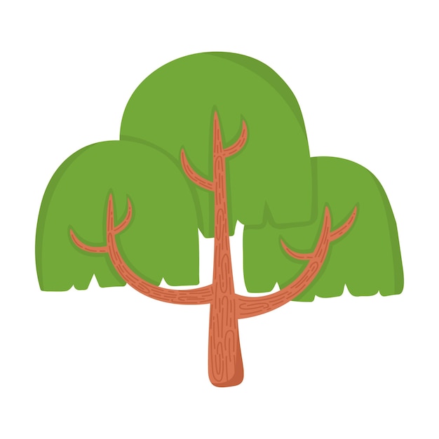 Doodle plat clipart Arbre vert simple Tous les objets sont repeints