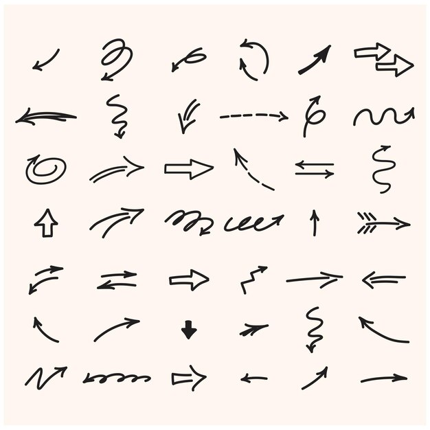 Doodle Set des flèches dessinées à la main