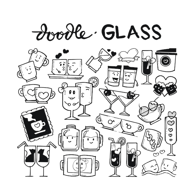 Doodle De Verre Dessiné à La Main