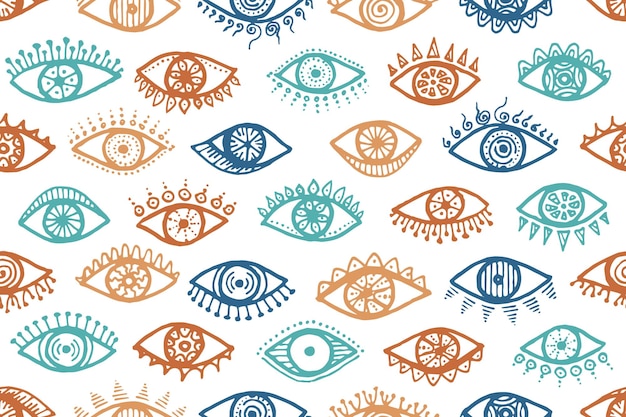 Doodle Yeux Ouverts Dessin Animé Motif Sans Fin Pop Art