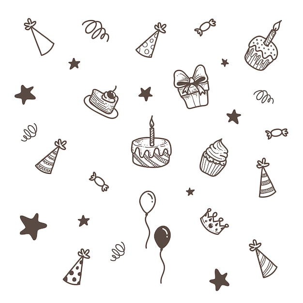 Vecteur doodles d'anniversaire