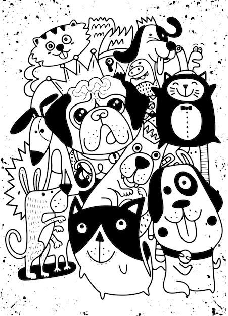 Doodles Avec Des Chiens Mignons