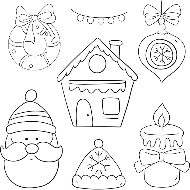 Doodles De Noël Dessinés à La Main Gratuits Illustration Vectorielle