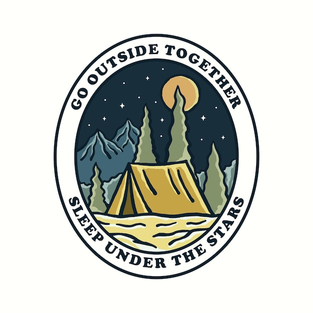 Vecteur dormez sous la conception de camping nature étoiles pour la conception de t-shirt patch autocollant badge etc.