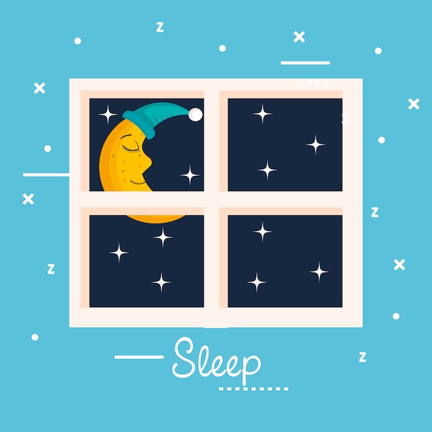 Dormir lune fenêtre vue étoile nuit