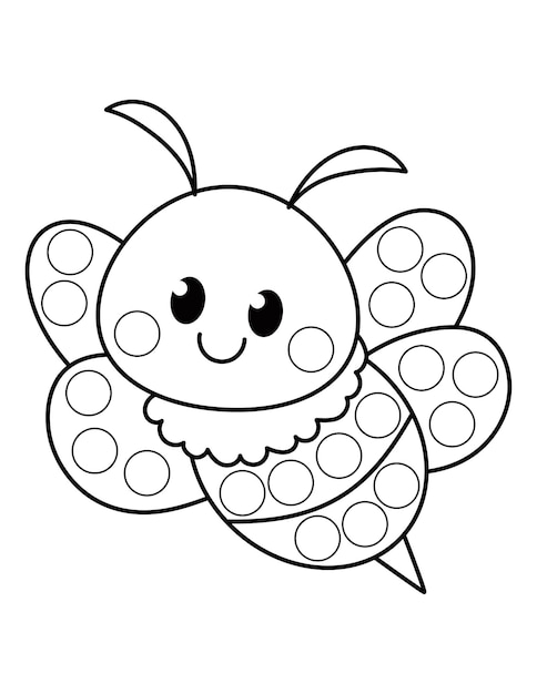 Dot Marker Coloring Pages, Dot Activity, Dot Marker Bee Outline Hand Drawn Vector