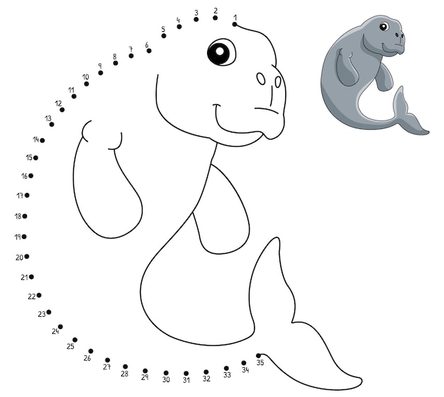 Dot To Dot Dugong Animal Coloring Page Pour Les Enfants