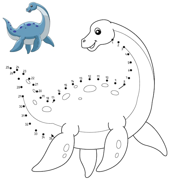 Dot To Dot Plesiosaurus Dinosaure Isolé