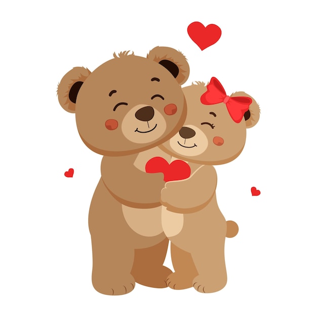 Le doux couple d'ours en peluche