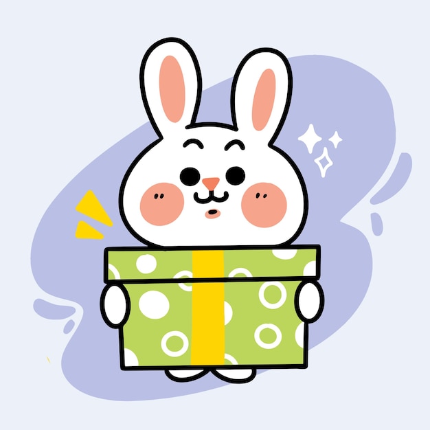 Doux petit lapin donnant une illustration de doodle présente