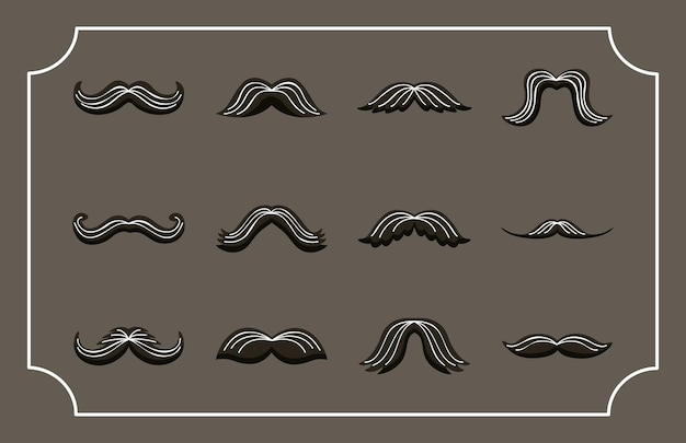 Vecteur douze icônes de styles de moustaches