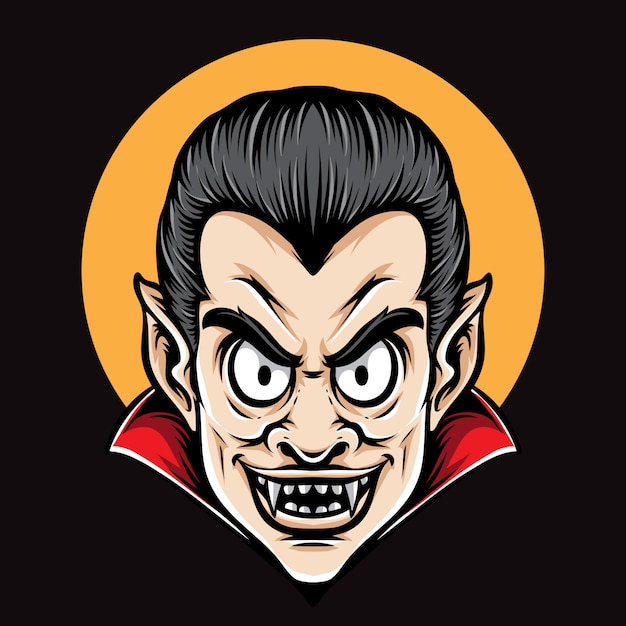 Dracula Tête Personnage De Vecteur De Dessin Animé