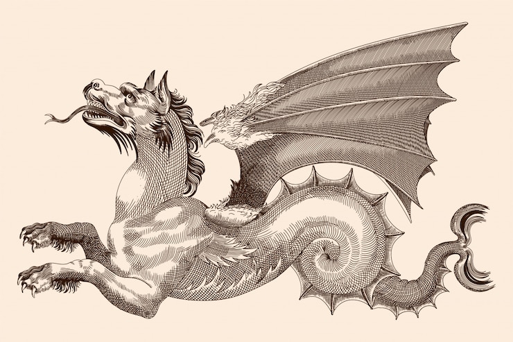 Vecteur dragon avec des ailes.