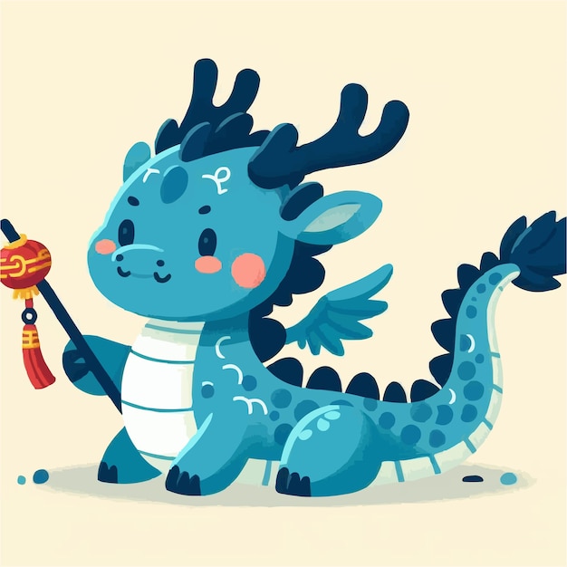 Vecteur un dragon chinois kawaii avec différents styles
