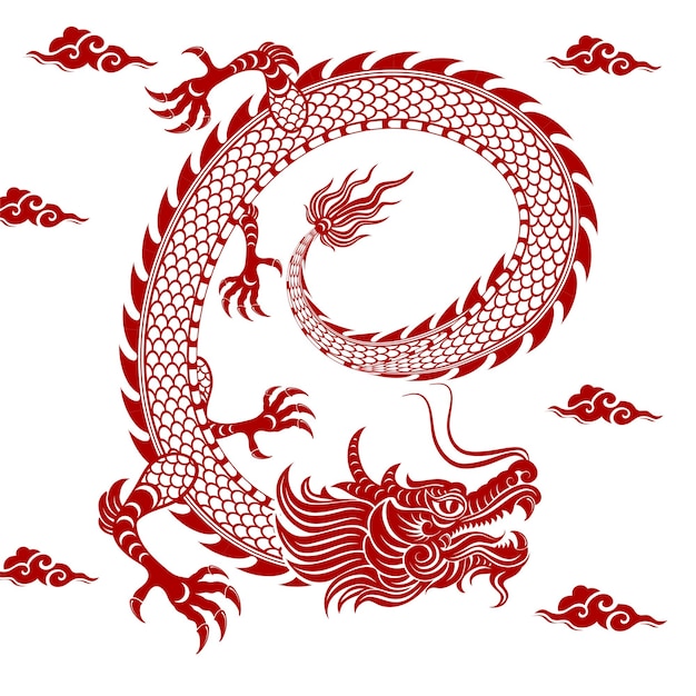 Dragon chinois rouge traditionnel