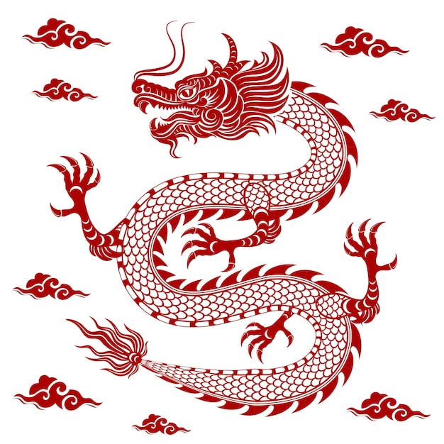 Dragon chinois rouge traditionnel