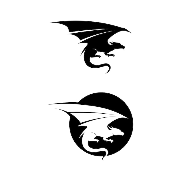 Dragon Design Logo Vector Icon Illustration Design Logo Modèle Fantasy Animaux