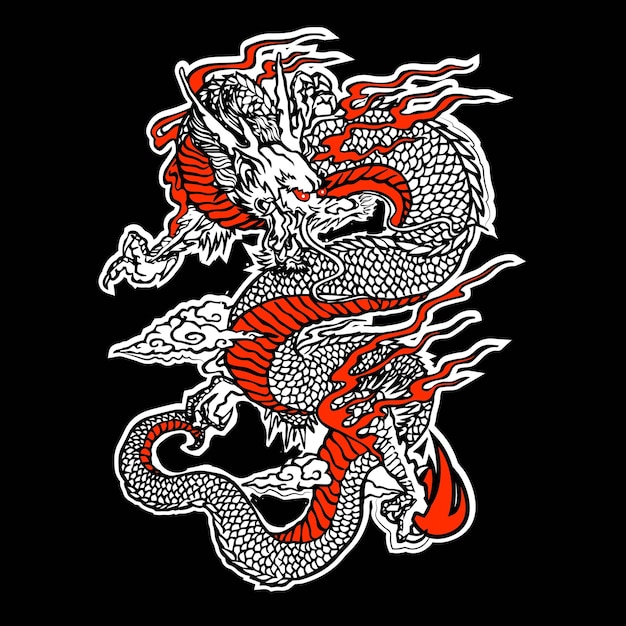 Dragon En Flammes Vector Illustration Prêt à Ajouter à Vos Projets