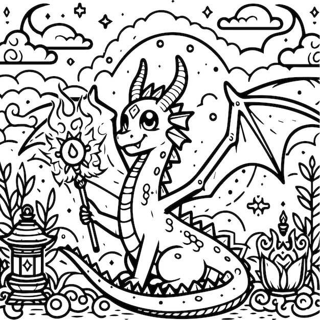 Le Dragon Kawaii Le Livre De Coloriage Pagei