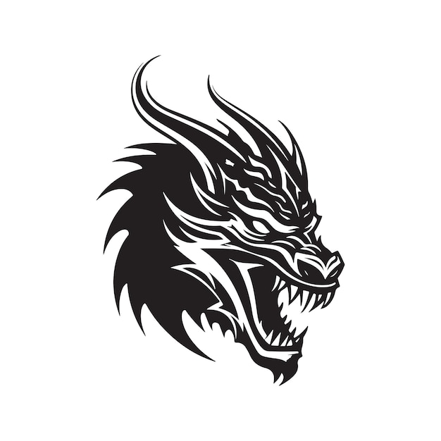 Dragon logo concept noir et blanc couleur illustration dessinée à la main
