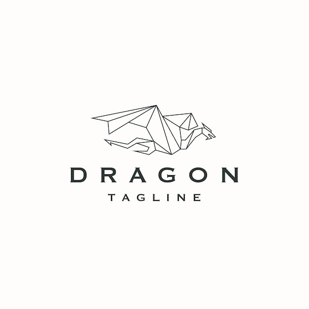 Dragon Mythologie Animal Logo Icône Modèle De Conception Vecteur Plat