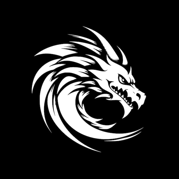 Dragon noir et blanc isolé icône illustration vectorielle