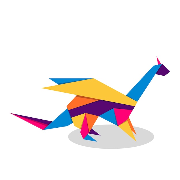 Dragon Origami Conception Abstraite De Logo De Dragon Vibrant Coloré Origami Animal Illustration Vectorielle