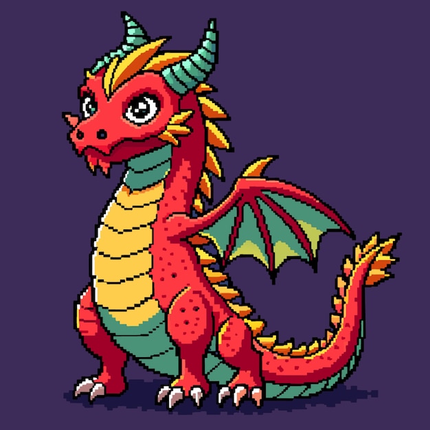 Vecteur le dragon de pixel