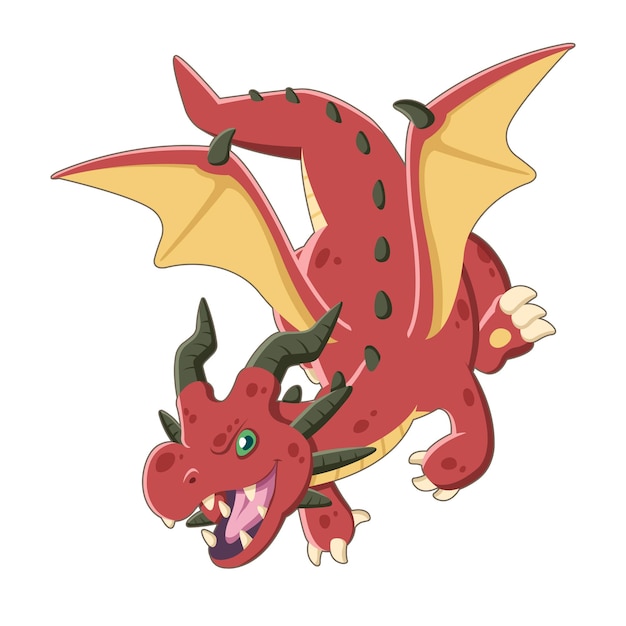 Dragon Rouge Occidental De Style Mignon Volant Dessin Animé Animé