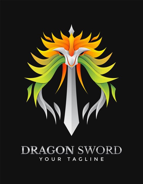 Dragon Sword vector illustration logo modèle style dégradé coloré