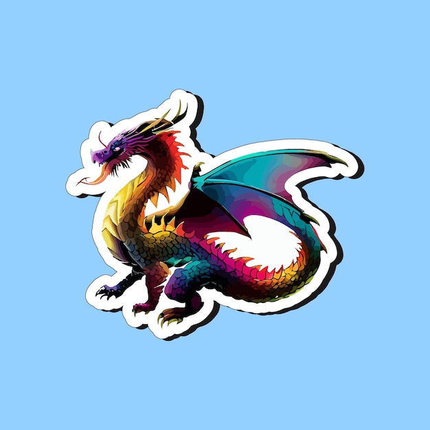 Des dragons colorés dans le style des dessins animés pour l'impression d'autocollants