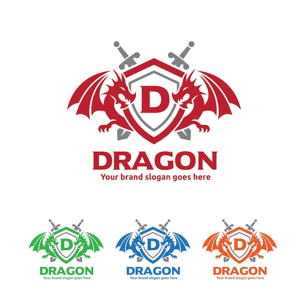 Dragons Shield With Swords Logo