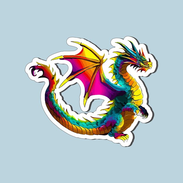 Vecteur des dragons volants colorés dans le style des dessins animés pour l'impression d'autocollants
