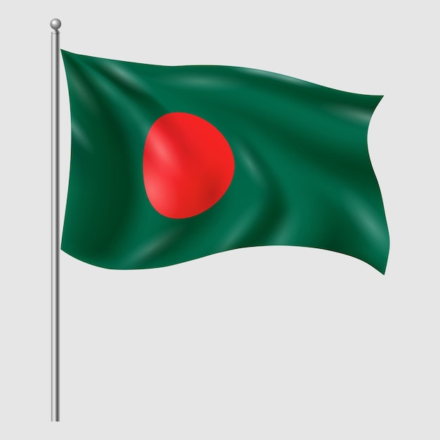 Drapeau 3D agitant du Bangladesh Isolé sur un fond blanc