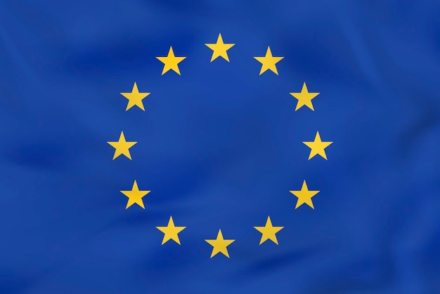 Drapeau agité de l'Union européenne Texture de fond du drapeau national de l' Union européenne