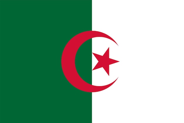 Drapeau de l'Algérie Couleurs officielles et vecteur de proportion