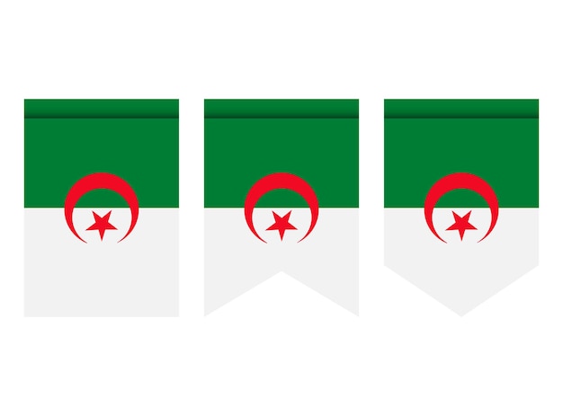 Vecteur drapeau de l'algérie ou fanion isolé sur fond blanc. icône de drapeau de fanion.