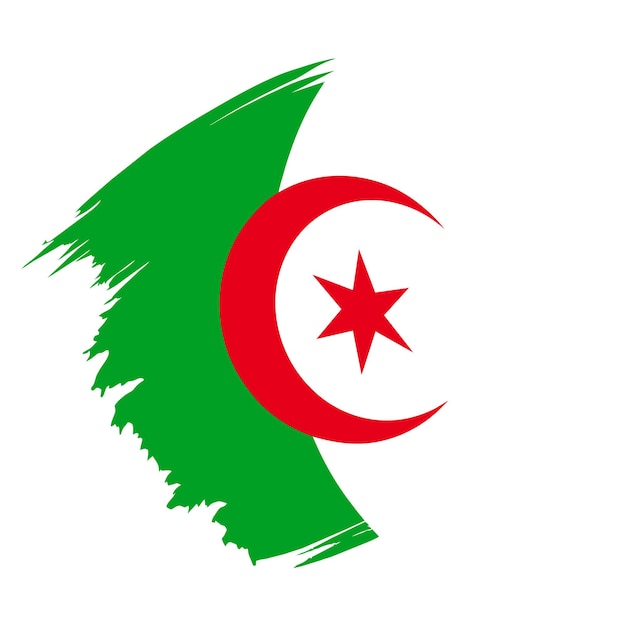 Vecteur un drapeau algérien sur fond vert avec une étoile