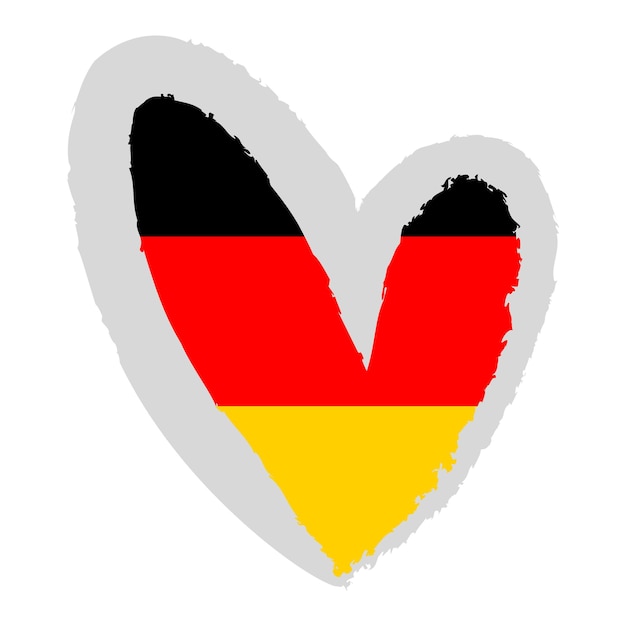 Drapeau Allemand. Illustration Vectorielle. Drapeau De L'allemagne En Forme De Coeur.