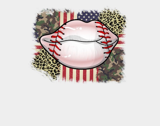 Drapeau Américain Baseball Lèvres Sublimation Png