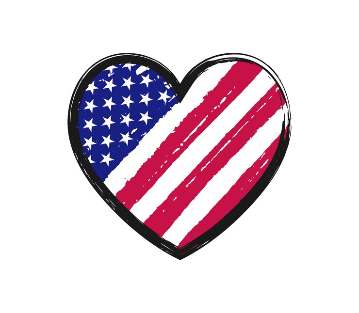 Drapeau américain en forme de coeur