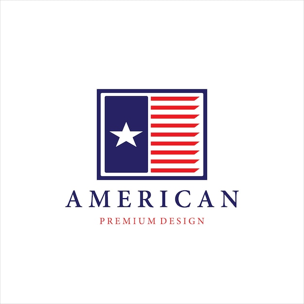 Drapeau Américain, Vecteur, Vendange, Logo, Illustration, Conception