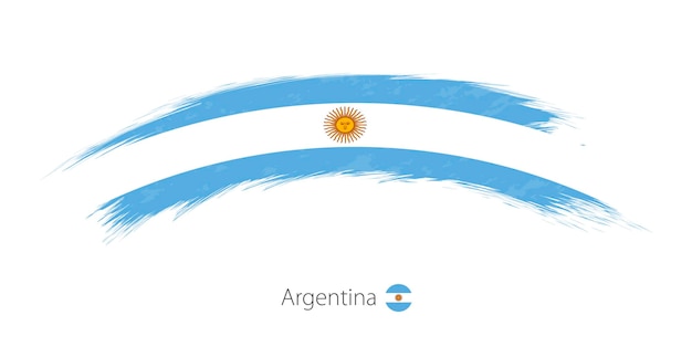 Drapeau De L'argentine En Coup De Pinceau Grunge Arrondi. Illustration Vectorielle.